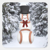 Baseball Snowman Quadratischer Aufkleber (Vorderseite)