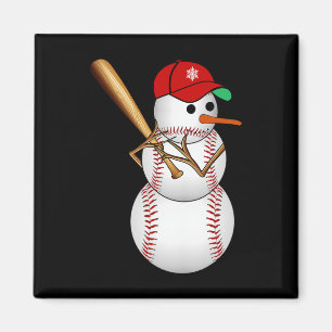 Baseball Snowman Schnee Weihnachten Weihnachten We Magnet