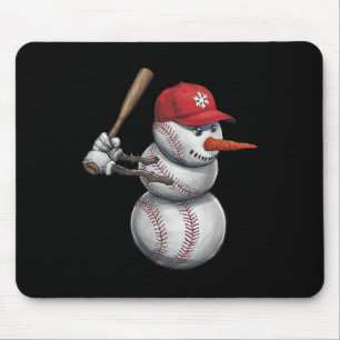Baseball Snowman Schnee Weihnachten Weihnachten We Mousepad