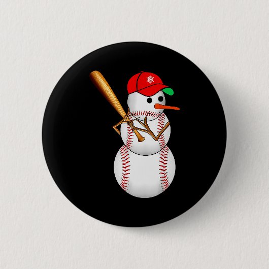 Baseball Snowman Snow Christmas Xmas Men Women Button (Vorderseite)