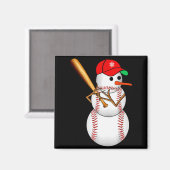Baseball Snowman Snow Christmas Xmas Men Women Magnet (Vorderseite/Rückseite)