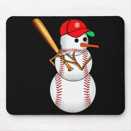 Baseball Snowman Snow Christmas Xmas Men Women Mousepad (Vorne)