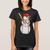 Baseball Snowman Snow Christmas Xmas Men Women T-Shirt (Vorderseite)