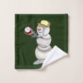 Baseball Snowman Weihnachten Badhandtuch Set (Waschlappen)