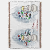 Baseball Snowman Weihnachten Decke (Vorderseite Vertikal)