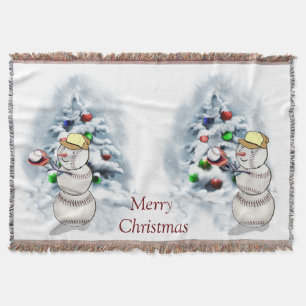 Baseball Snowman Weihnachten Decke