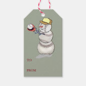 Baseball Snowman Weihnachten Geschenkanhänger (Vorderseite)