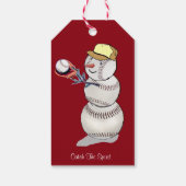 Baseball Snowman Weihnachten Geschenkanhänger (Rückseite)