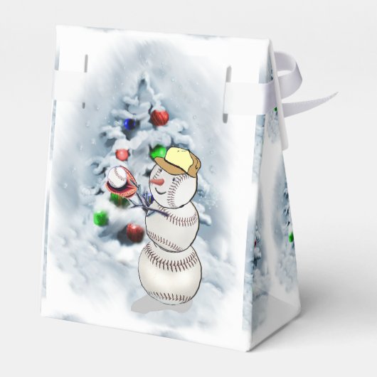 Baseball Snowman Weihnachten Geschenkschachtel (Rückseite)