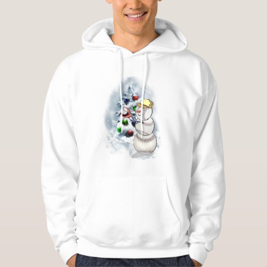 Baseball Snowman Weihnachten Hoodie (Vorderseite)