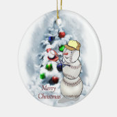 Baseball Snowman Weihnachten Keramikornament (Links)