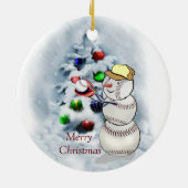 Baseball Snowman Weihnachten Keramikornament (Hinten)