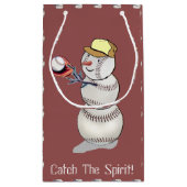 Baseball Snowman Weihnachten Kleine Geschenktüte (Rückseite)