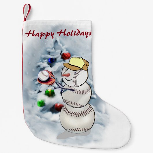 Baseball Snowman Weihnachten Kleiner Weihnachtsstrumpf (Vorderseite)