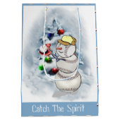 Baseball Snowman Weihnachten Mittlere Geschenktüte (Rückseite)