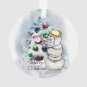 Baseball Snowman Weihnachten Ornament (Rückseite)