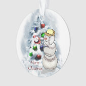 Baseball Snowman Weihnachten Ornament (Vorderseite)