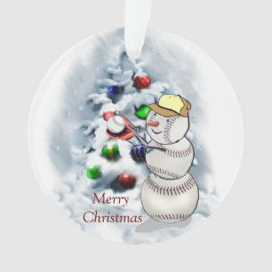 Baseball Snowman Weihnachten Ornament