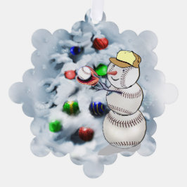 Baseball Snowman Weihnachten Ornament Karte