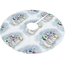 Baseball Snowman Weihnachten Polyester Weihnachtsbaumdecke