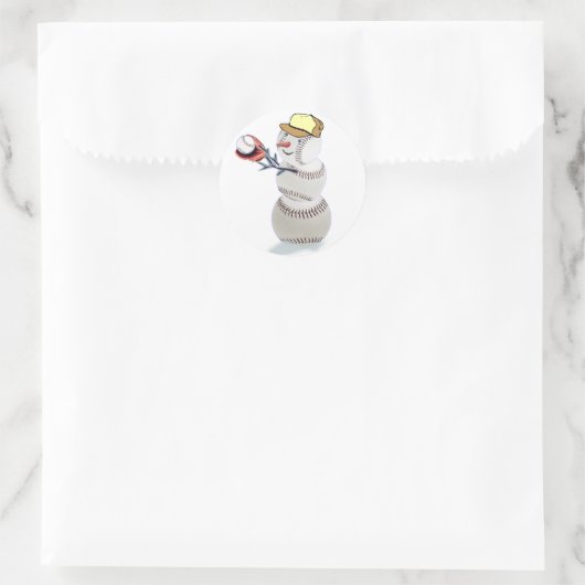 Baseball Snowman Weihnachten Runder Aufkleber (Tasche)