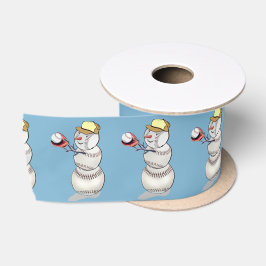 Baseball Snowman Weihnachten Satinband