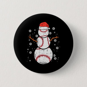 Baseball Snowman Weihnachten Weihnachten Sportboar Button