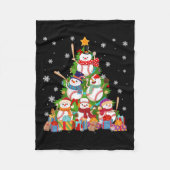 Baseball Snowman Weihnachtsbaum Pitchers Catchers Fleecedecke (Vorderseite)