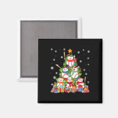 Baseball Snowman Weihnachtsbaum Pitchers Catchers Magnet (Vorderseite/Rückseite)