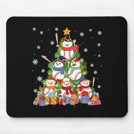 Baseball Snowman Weihnachtsbaum Pitchers Catchers Mousepad (Vorne)