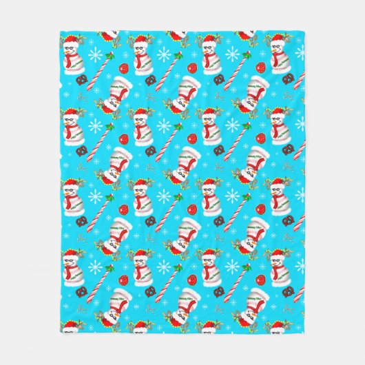 Baseball Snowman Weihnachtsfeier Muster Fleecedecke (Vorderseite)