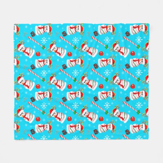 Baseball Snowman Weihnachtsfeier Muster Fleecedecke (Vorderseite (Horizontal))