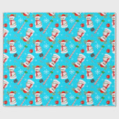 Baseball Snowman Weihnachtsfeier Muster Geschenkpapier (Flach)