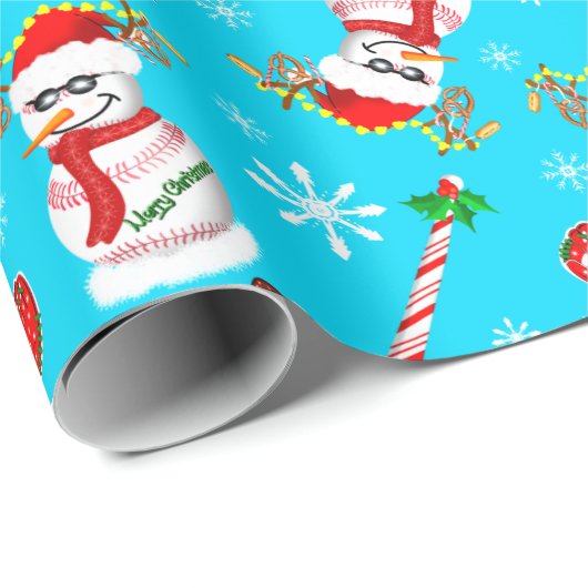 Baseball Snowman Weihnachtsfeier Muster Geschenkpapier (Rolleneckpunkt)