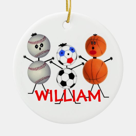 Baseball Soccer Basketball Weihnachtsfest Cartoon Keramik Ornament (Vorne)