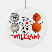 Baseball Soccer Basketball Weihnachtsfest Cartoon Keramik Ornament (Hinten)