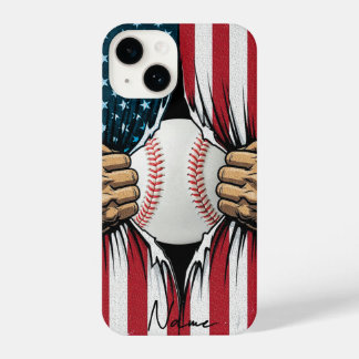 Baseball Softball American Flag Patriotic iPhone 14 Hülle