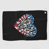 Baseball Softball - Amerikanische Flaggenherz Golfhandtuch (Horizontal)