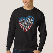 Baseball Softball - Amerikanische Flaggenherz Sweatshirt (Vorderseite)
