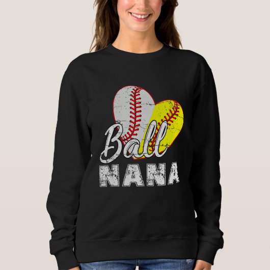 Baseball Softball Ball Heart Nana Mother s Day Sweatshirt (Vorderseite)