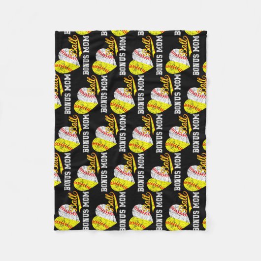 Baseball Softball Ball Herz Bonus Mama Mutter Fleecedecke (Vorderseite)