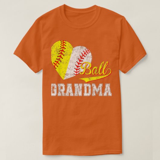 Baseball Softball Ball Herz Großmütter Tag T-Shirt (Design vorne)