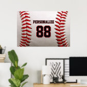 Baseball Softball Benutzerdefinierter Name und Num Poster (Heimbüro)