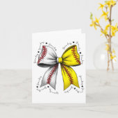 Baseball Softball Bow, Coquette Baseball Mama Mama Karte (Gelbe Blume)