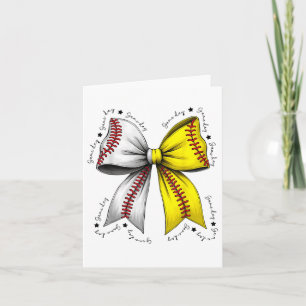 Baseball Softball Bow, Coquette Baseball Mama Mama Karte