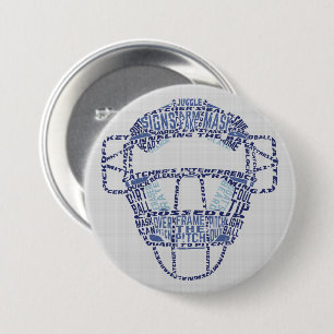 Baseball Softball Catchers Maske Calligram Abzeich Button