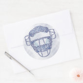 Baseball Softball Catchers Maske Calligram Runder Aufkleber (Umschlag)