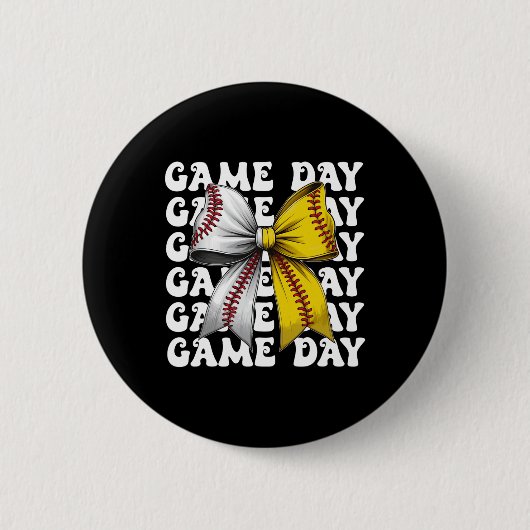 Baseball Softball Coquette Bow Game Day Frauen Mam Button (Vorderseite)