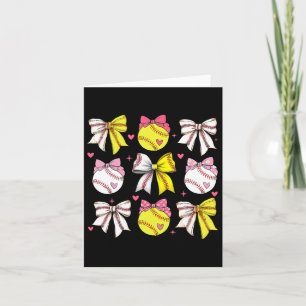Baseball Softball Coquette Bow Game Day Liebe Karte
