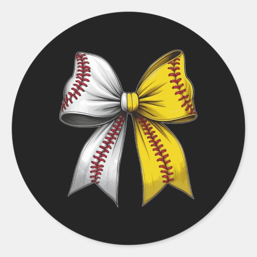 Baseball Softball Coquette Bow Game Day Liebe Runder Aufkleber (Vorderseite)